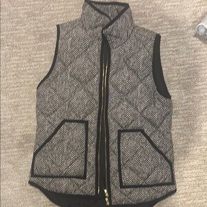 Herringbone Quilted Vest with Black Trim
